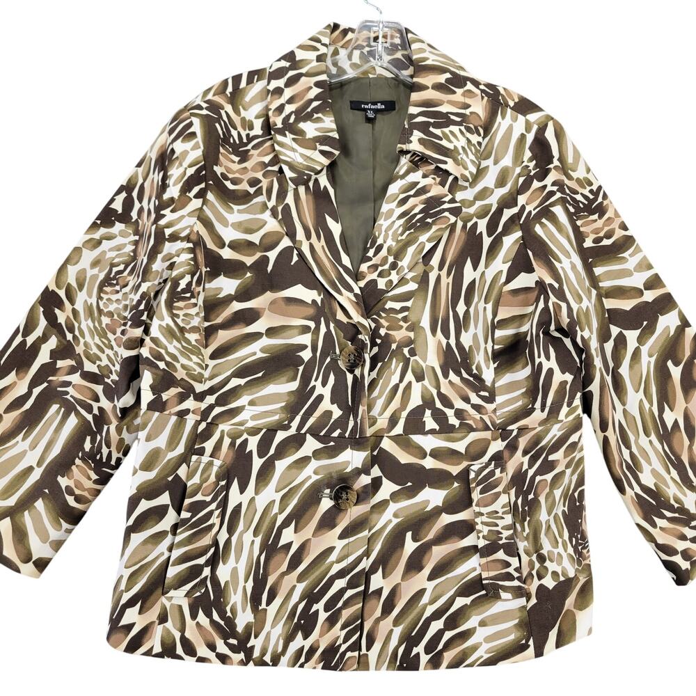 Rafaella Brown Lightweight Jacket Blazer Stretch Button Up 3/4 Sleeves Womens XL